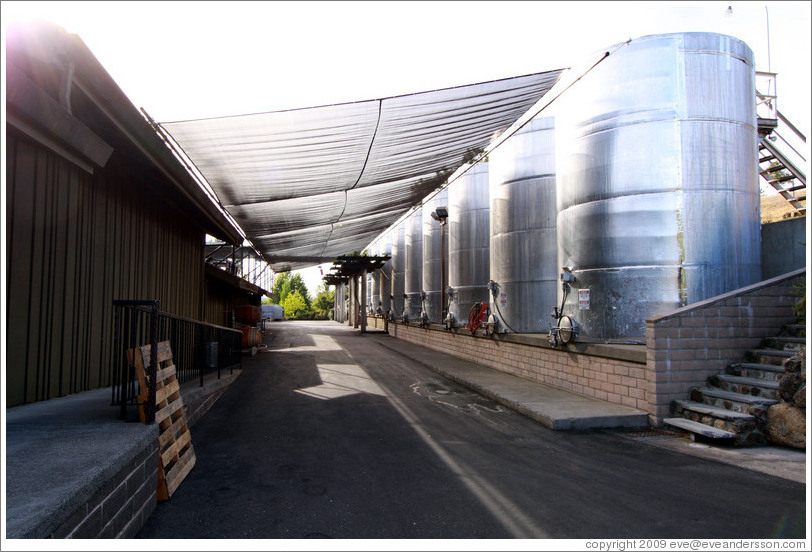 Large steel tanks, Alexander Valley Vineyards.