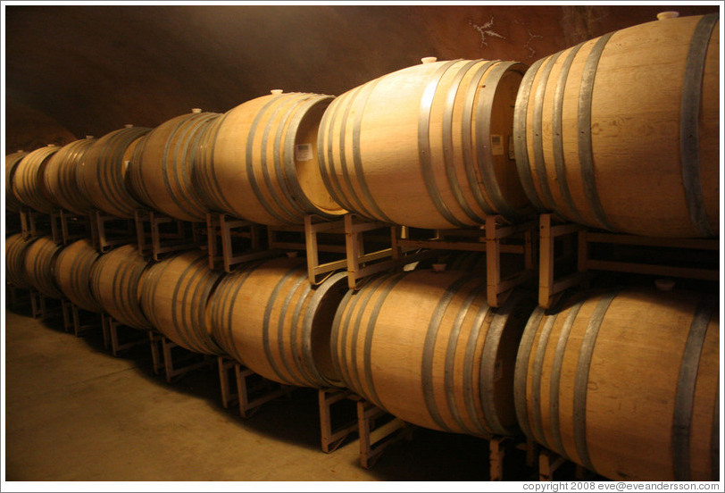 Barrels in a cave.  Benziger Family Winery.