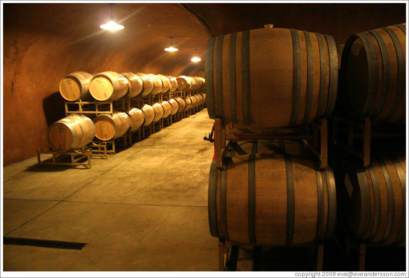 Barrels in a cave.  Benziger Family Winery.