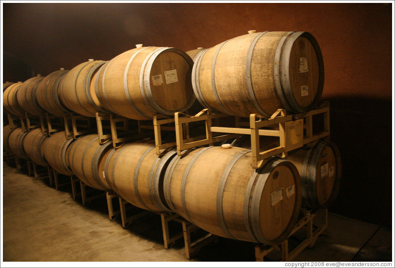 Barrels in a cave.  Benziger Family Winery.