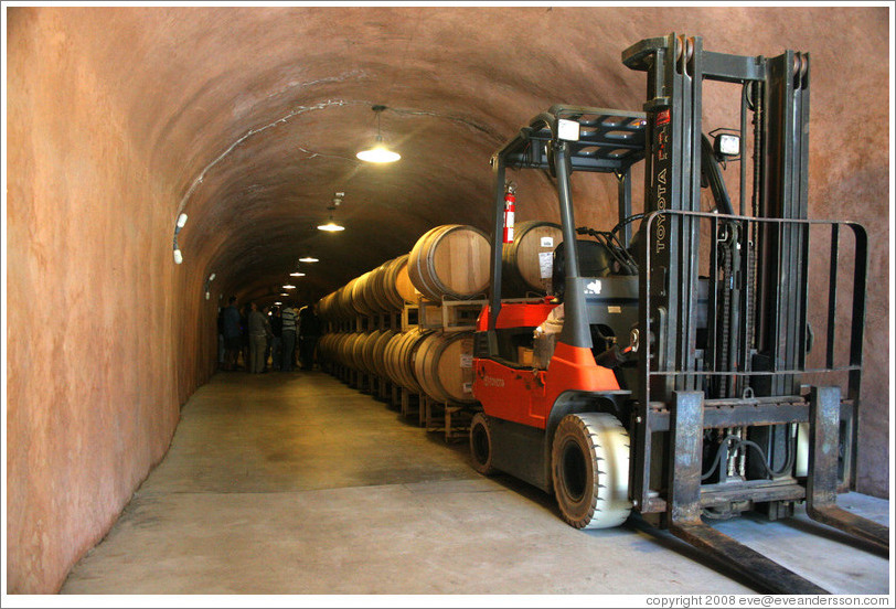 Barrels in a cave.  Benziger Family Winery.