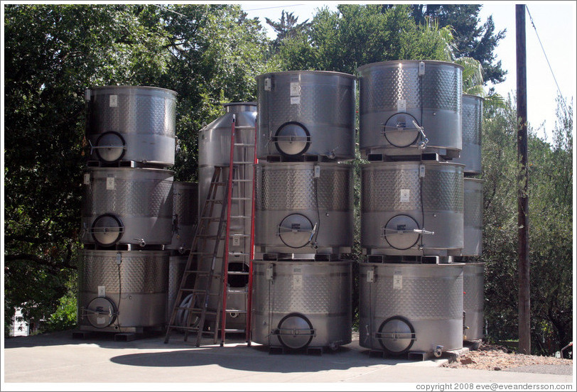 Steel tanks.  Benziger Family Winery.