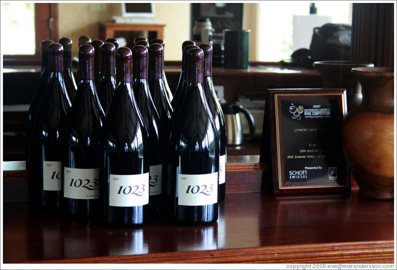 Bottles of 1023 wine, Limerick Lane Cellars.