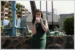 Beth enjoying a tropical mixed drink.