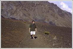 Jin unhappily walking.  Haleakala.