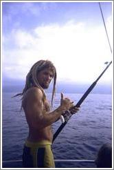 Man fishing.  Molokini.