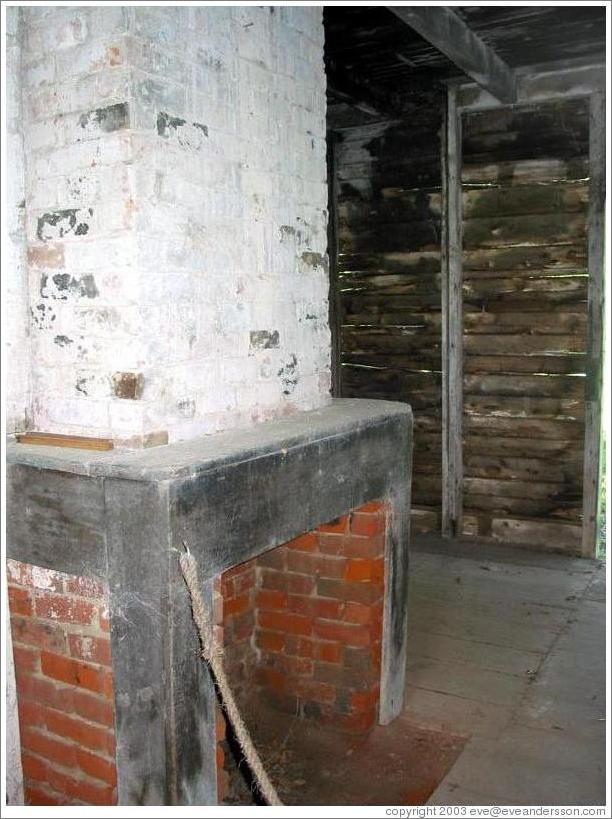 Evergreen Plantation.  Slave quarters.  The quarters for an entire family consisted of just one room with a fireplace.