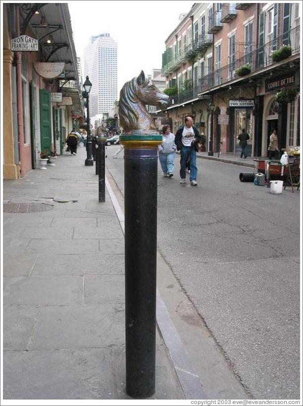 French Quarter. Post with horse-shaped top.