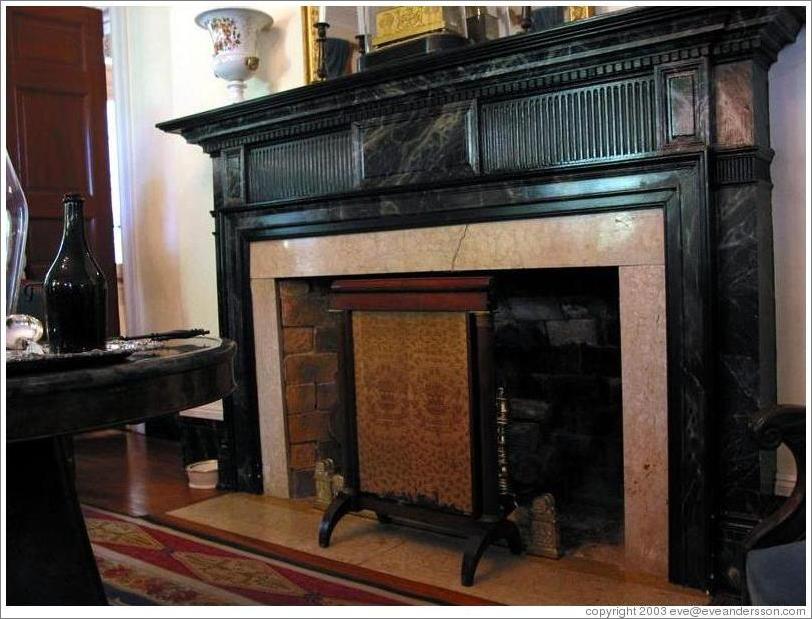 Oak Alley Plantation.  The heat screen in front of the fireplace kept the ladies' makeup from melting.