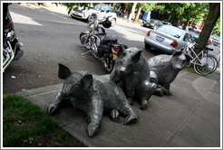 Pigs in front of Nob Hill Bar and Grill.  23rd Ave. near Lovejoy St. Alphabet District.