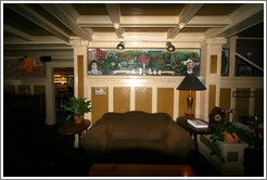 Mural of Alfred and Anna Burkhardt, who built a home in the neighborhood in 1906.  Interior of The Rams Head pub. Hoyt St. and 23rd Ave., Alphabet District.