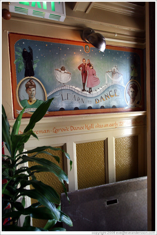 Mural of the Foreman-Larowe Dance Hall, which existed from about 1892 to 1911.  Interior of The Rams Head pub. Hoyt St. and 23rd Ave., Alphabet District.