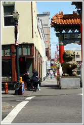 Guy getting arrested near Portland Chinatown gate.