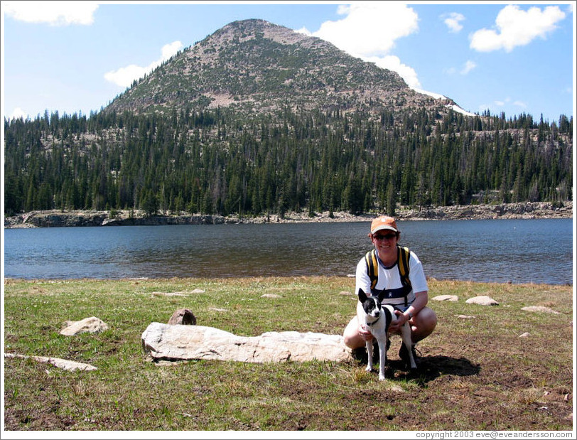 Anita and Papo at lake in Wasatch Cache National Forest