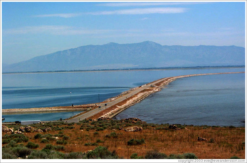 Bridge leading from Antelope Island to the mainland.