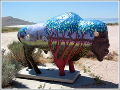 Painted buffalo statue on Antelope Island.