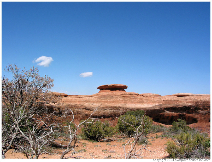 Table-like rock structure on the path to Double O Arch.