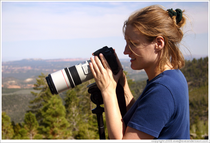 Eve on Boulder Mountain with her Canon EOS 20D.