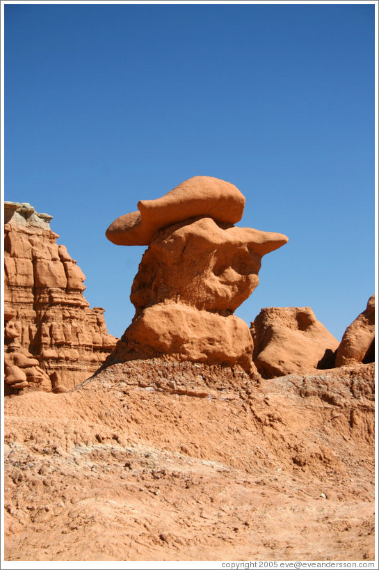 Goblin Valley State Park.  Stone man with beret.