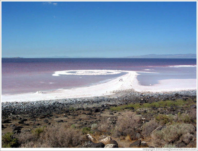 Spiral Jetty, August 2003 (fully emerged from the Great Salt Lake, due to the drought).