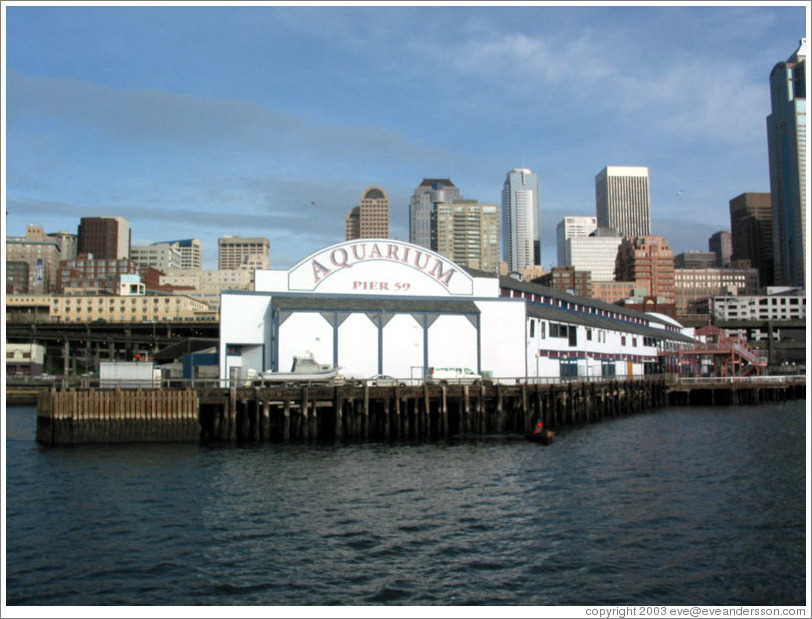 The aquarium building, as seen from Elliott Bay.
