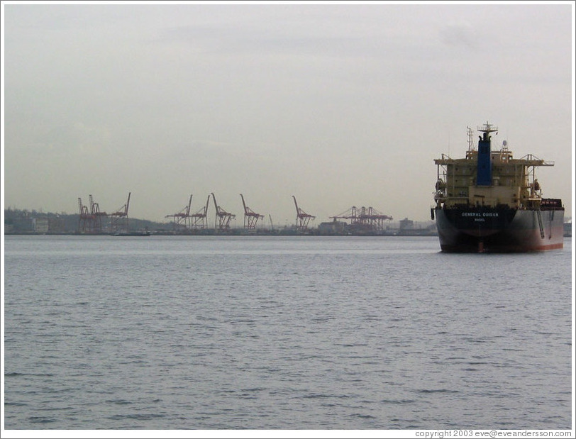 Harbor Cruise in Elliott Bay.  Shipping cranes in West Seattle.