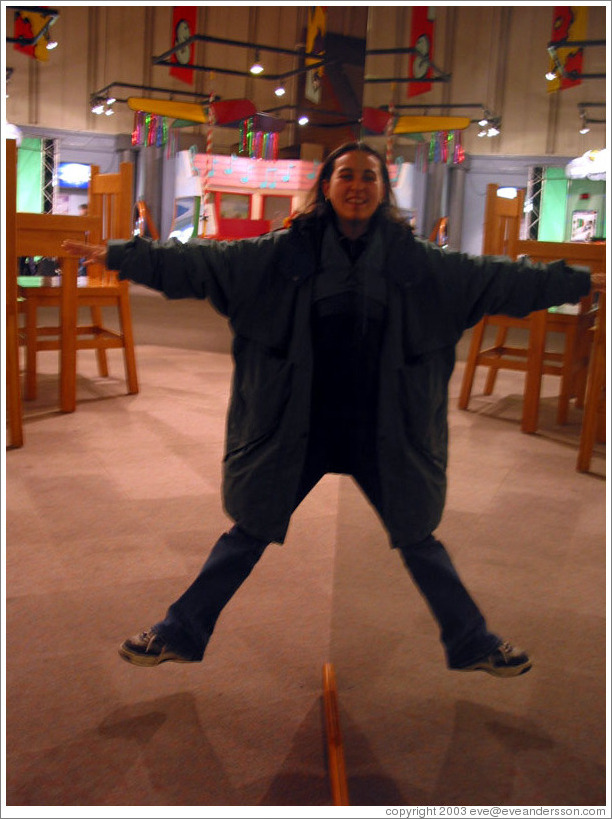 Lissette jumping.  Pacific Science Center.