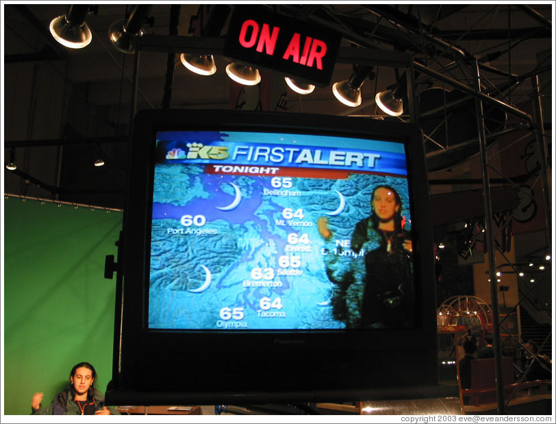 Lissette "on the air".  Pacific Science Center.
