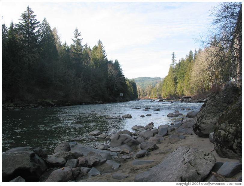 River at the base of the Snoqualmie Falls.  