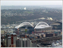 The Seahawks stadium, as viewed from the Space Needle.