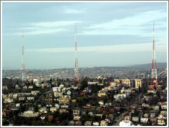 The 3 radio towers of Queen Anne, as viewed from the Space Needle.