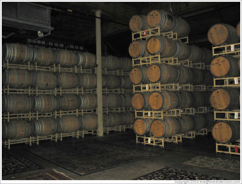 Chateau Ste. Michele winery. Wooden barrels. 