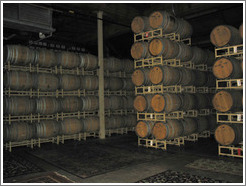Chateau Ste. Michele winery. Wooden barrels. 
