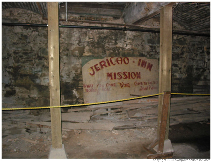 Seattle Underground Tour.  Jericho Inn Mission sign.