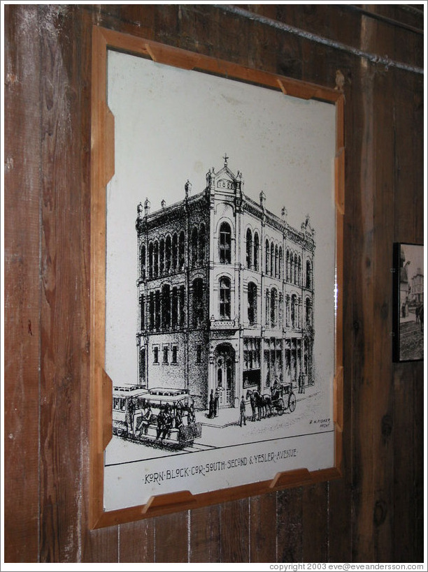 Seattle Underground Tour.  Picture of late 19th century building.  Building still stands.  The floor that was formerly the ground floor is now the basement.