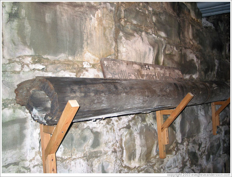 Seattle Underground Tour.  This wooden pipe formed part of Seattle's 19th century sewer system.