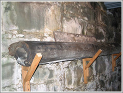 Seattle Underground Tour.  This wooden pipe formed part of Seattle's 19th century sewer system.