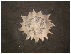 Woodland Park Zoo.  Plaque commemorating Jimi Hendrix in the African Savanna exhibit.  This is the only formal recognition given to Hendrix by his hometown, the City of Seattle.